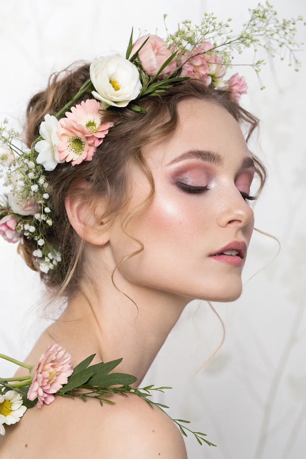 Embrace the elegance of nature with this floral-infused portrait, where beauty meets artistry.