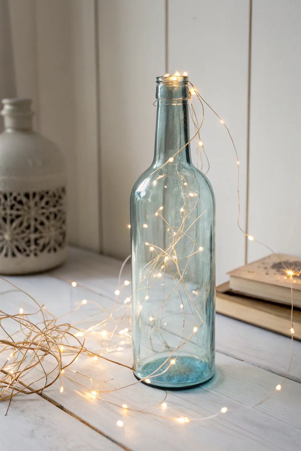 Illuminate your space with enchanting fairy lights in a beautifully crafted bottle.