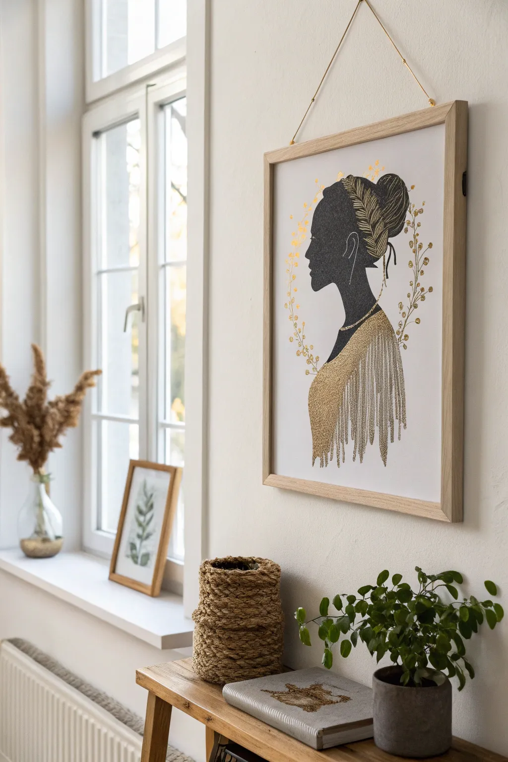Add a touch of glam to your decor with a glitter silhouette portrait, celebrating elegance and individuality.
