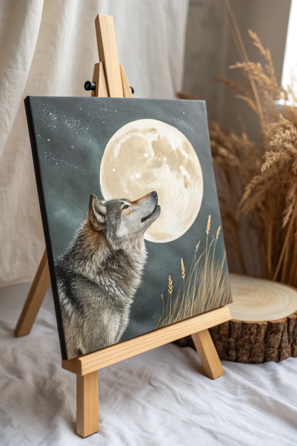 Captivated by moonlight: A serene glow-in-the-dark animal portrait for your minimalist space.