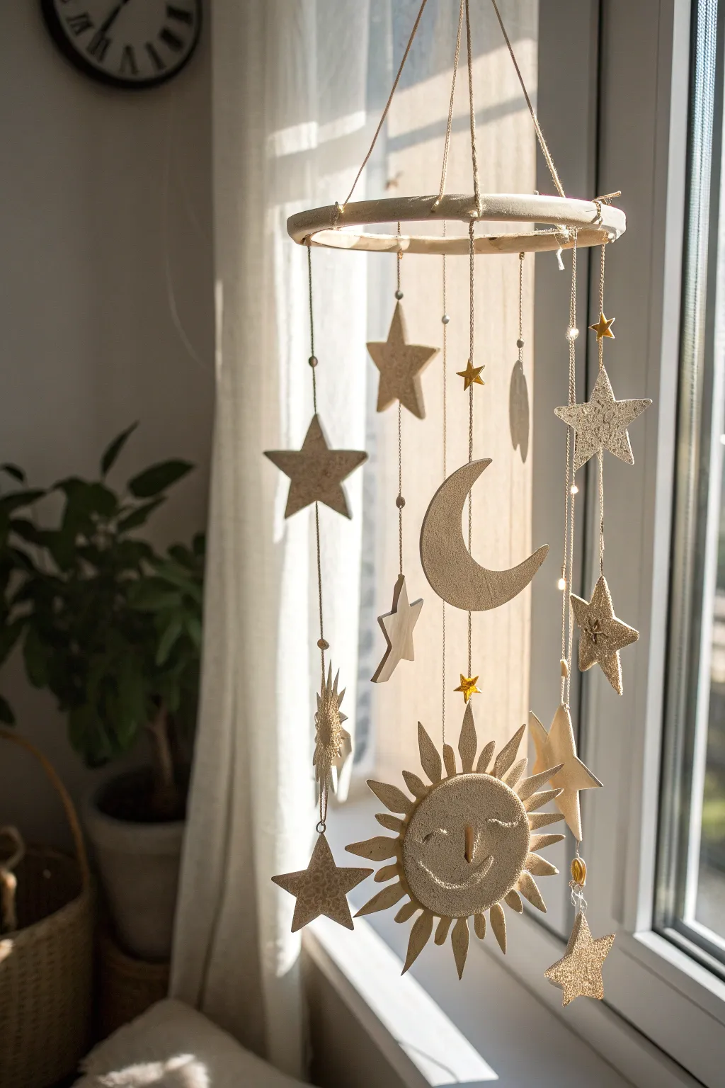 Capture the magic of the cosmos with this stunning celestial mobile, where craftsmanship meets simplicity.