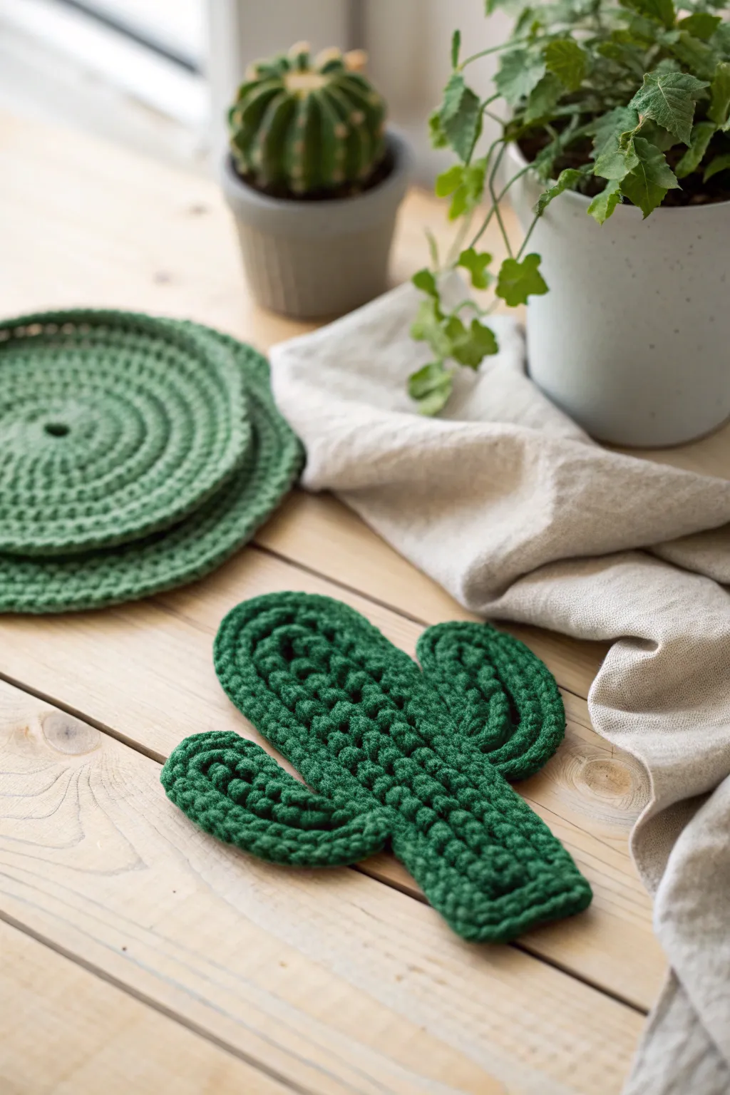 Elevate your coffee table with these charming cactus coasters, where minimalism meets boho chic.
