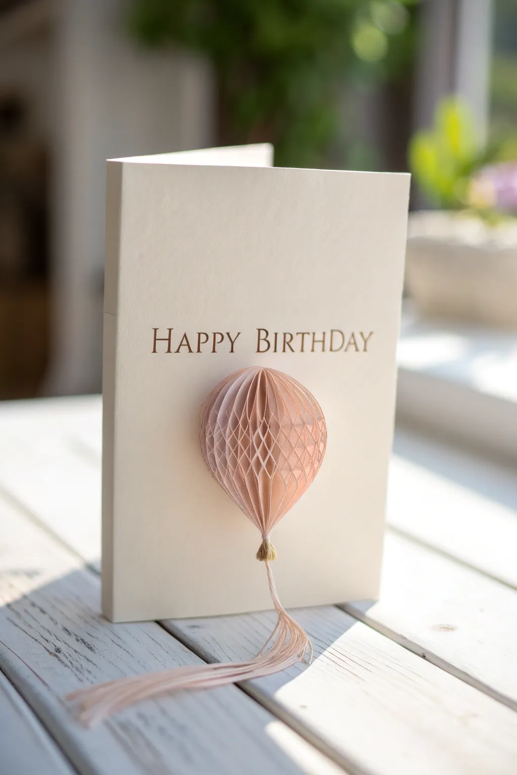Celebrate with simplicity and charm: a minimalist greeting card with a pastel balloon accent.