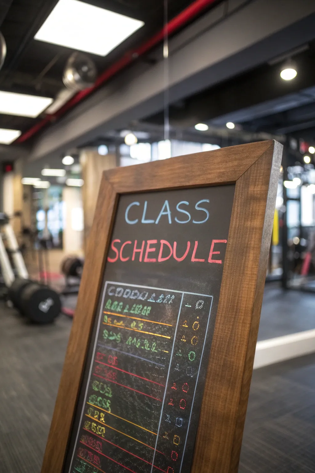 Stay on track with our vibrant and easy-to-update gym class schedule!