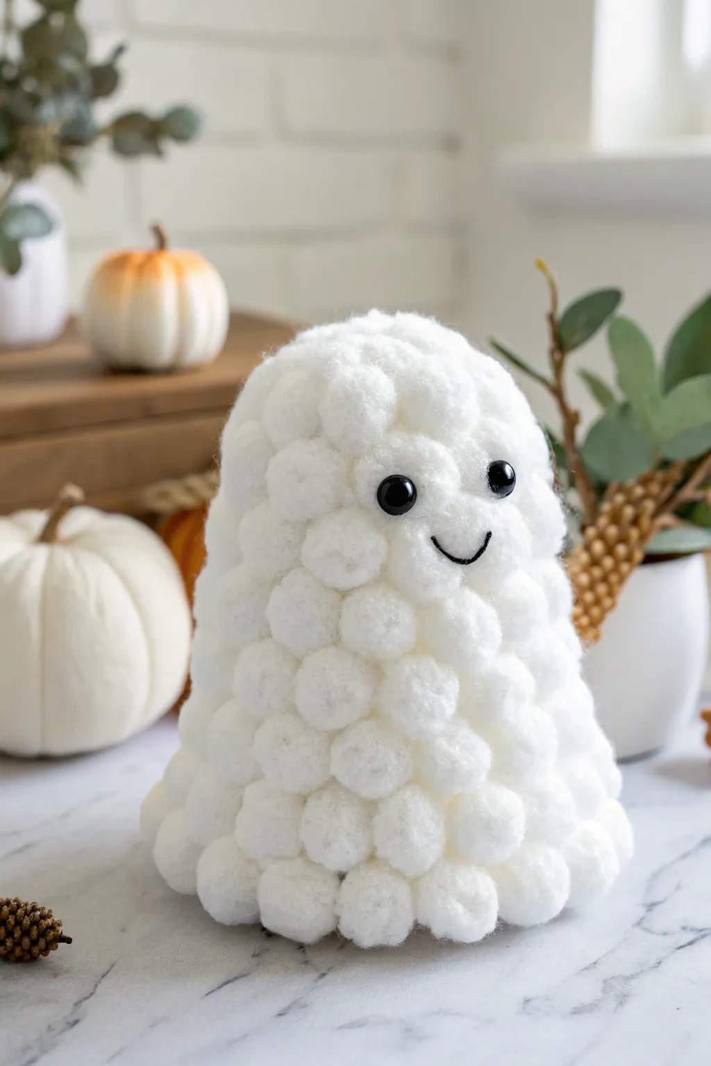 Capture the essence of Halloween with this charming, handcrafted puffy ghost, perfect for adding a touch of whimsy to your decor.