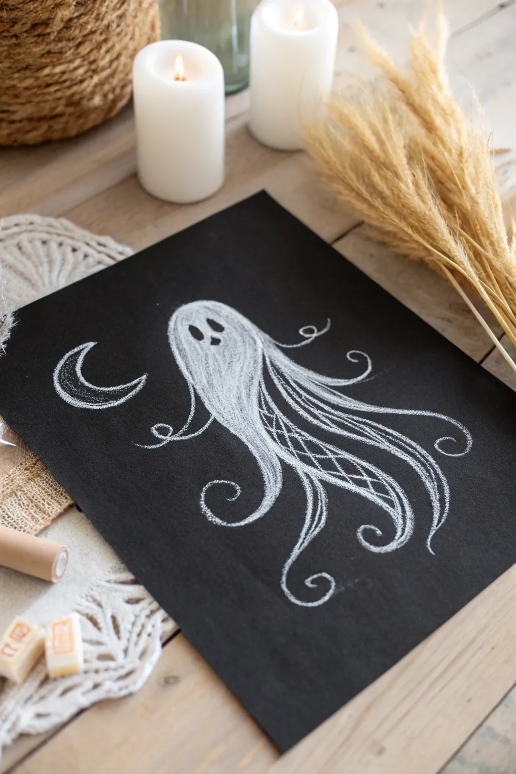 Embrace the spirit of Halloween with these charming chalk ghost drawings!
