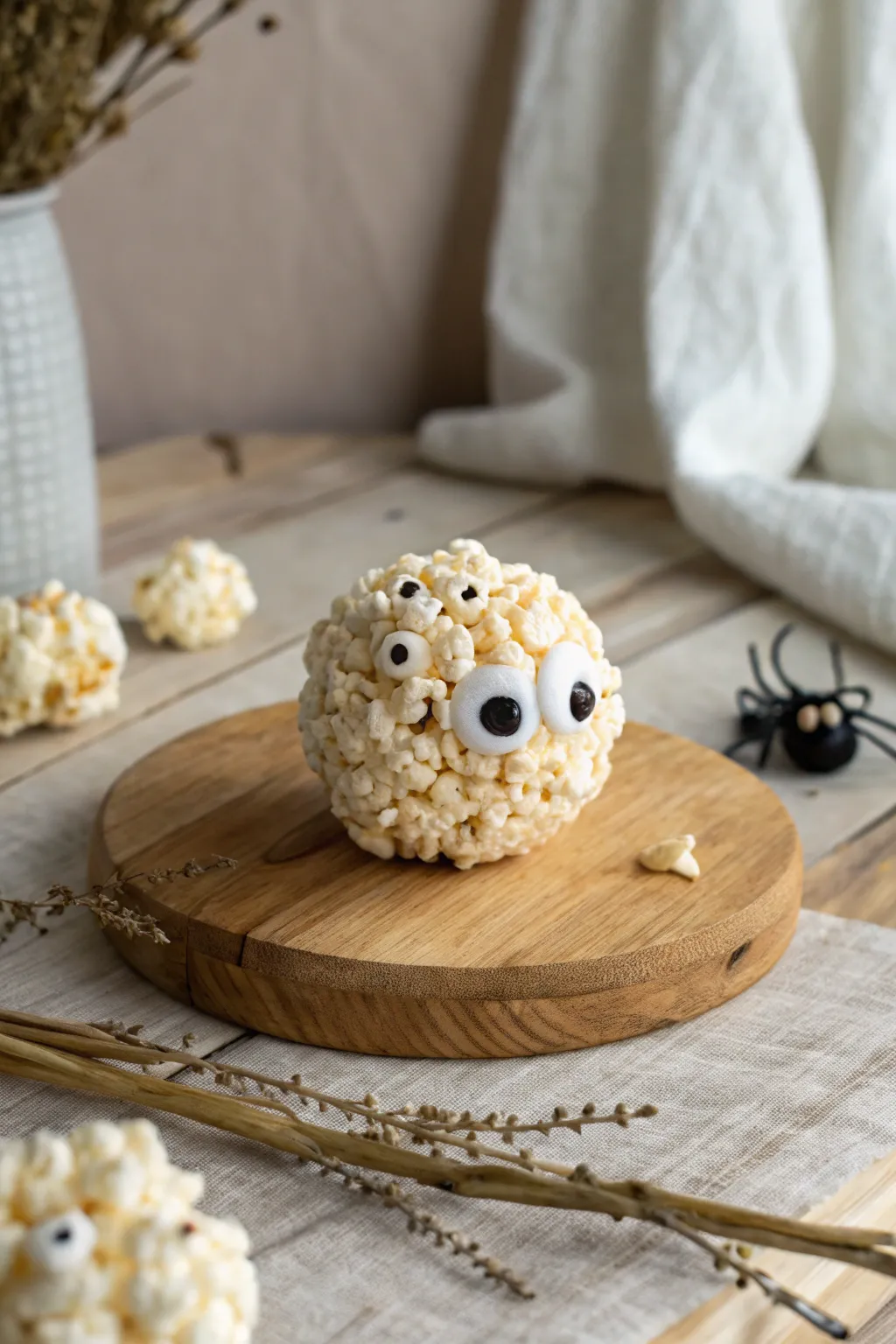 Elevate your Halloween treats with these charmingly spooky popcorn balls!