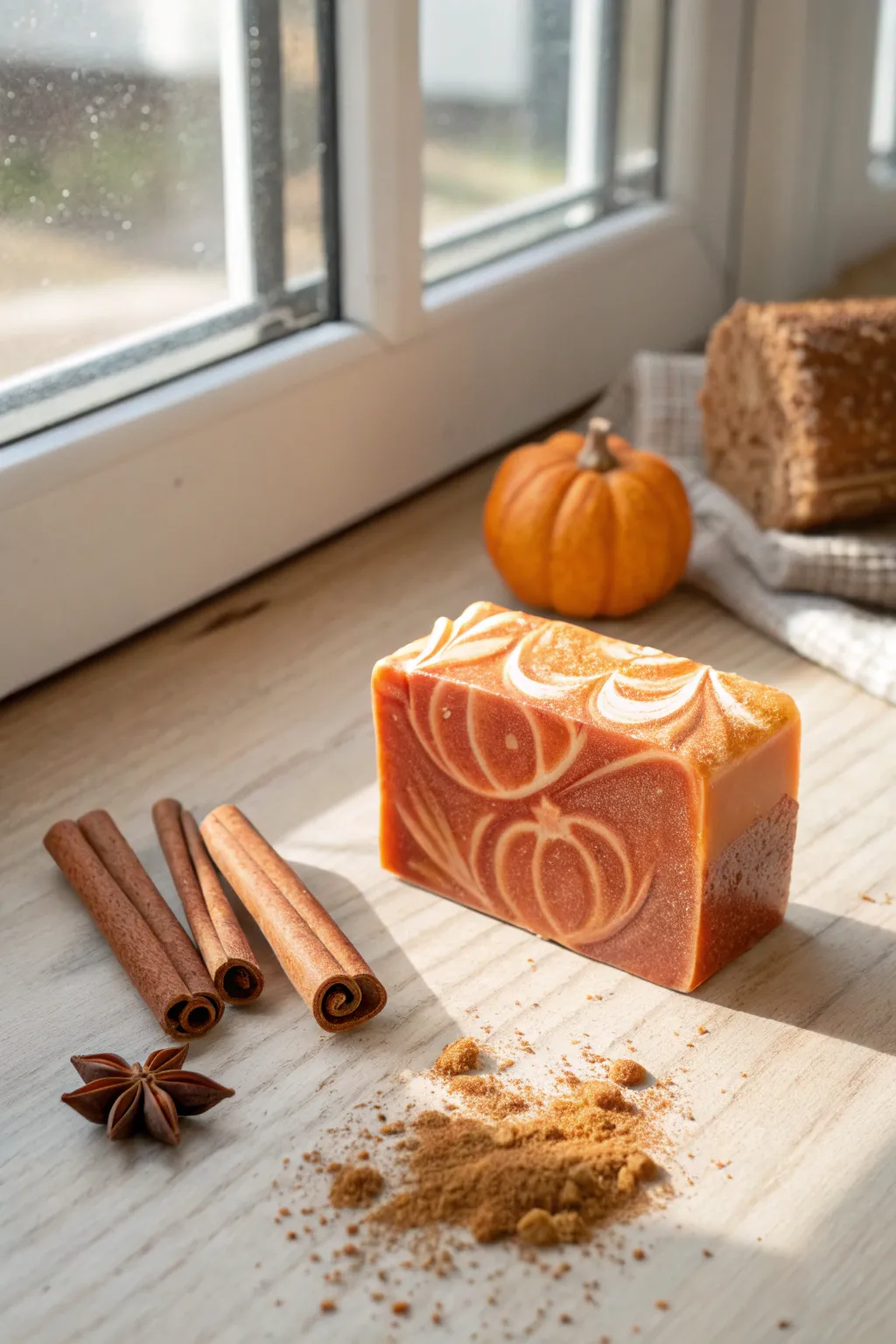 Embrace the cozy scents of autumn with this handcrafted pumpkin spice soap.