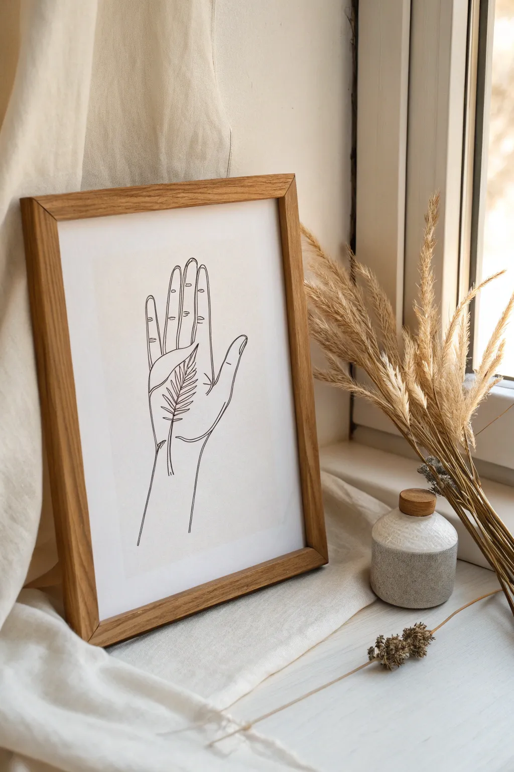 Embrace the art of simplicity with this elegant hand silhouette drawing. A perfect blend of Minimalist and Boho charm.