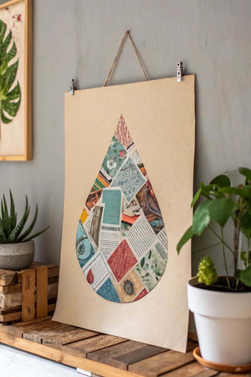 Embrace sustainability with art: A minimalist masterpiece made from recycled treasures.