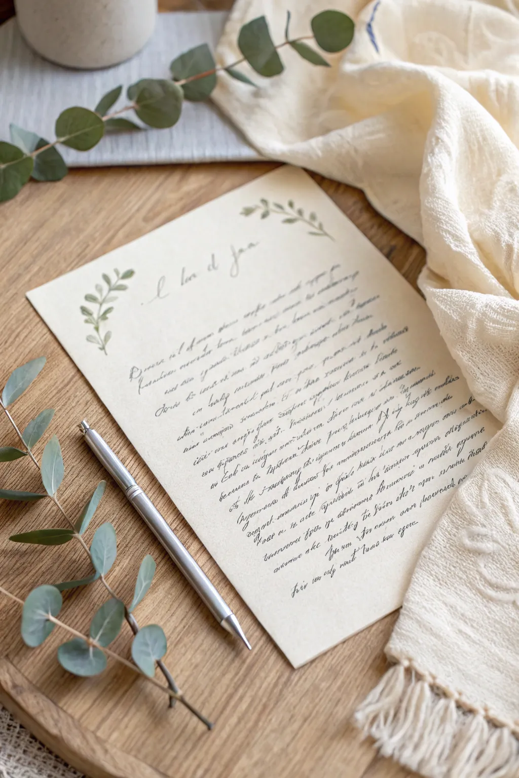 Capture the timeless beauty of heartfelt words with a handwritten letter—nature-inspired simplicity meets artisanal charm.