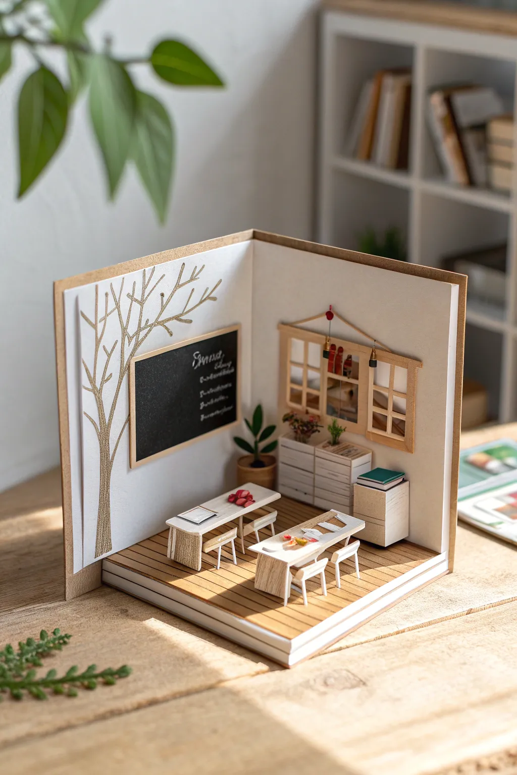 Delight in the details of this handmade pop-up classroom card, a perfect send-off for a beloved teacher.
