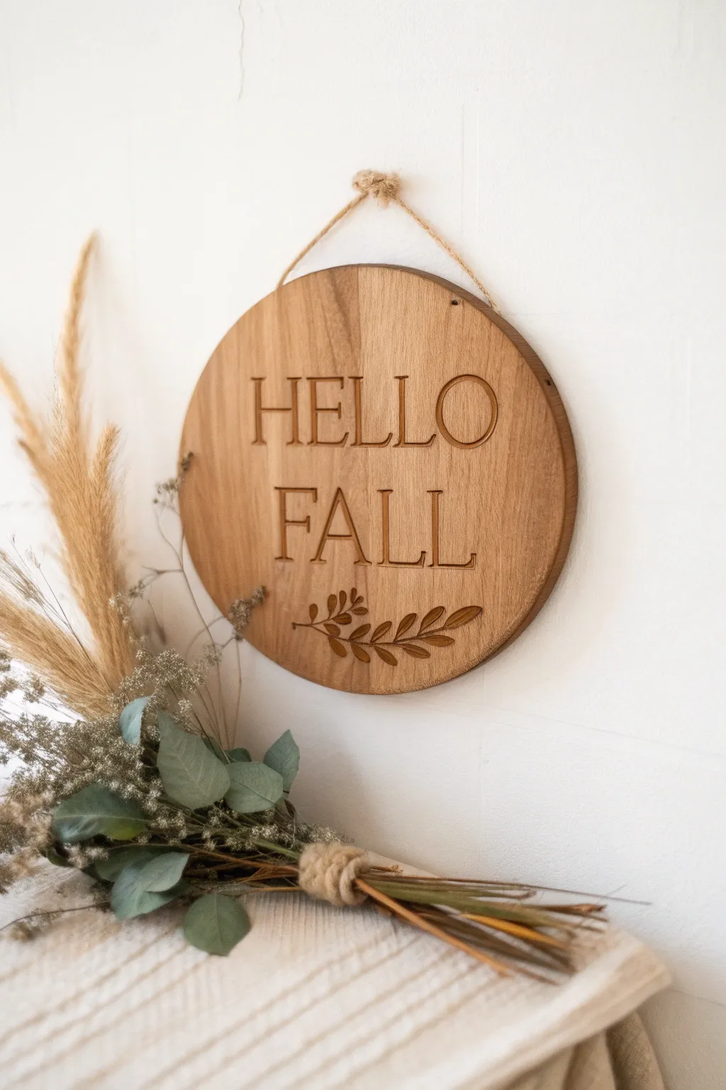 Welcome the cozy vibes of autumn with a handcrafted 'Hello Fall' sign that blends minimalist design with boho charm.