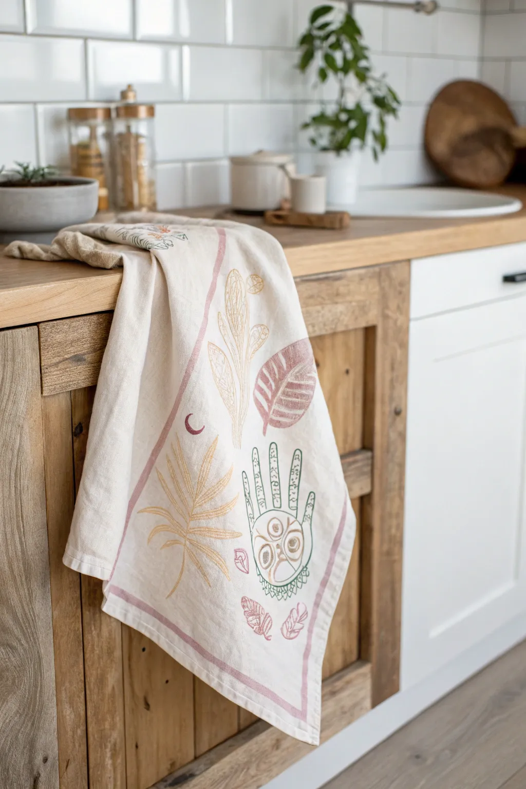 Add a personal touch to your kitchen with these charming handprint dish towels.