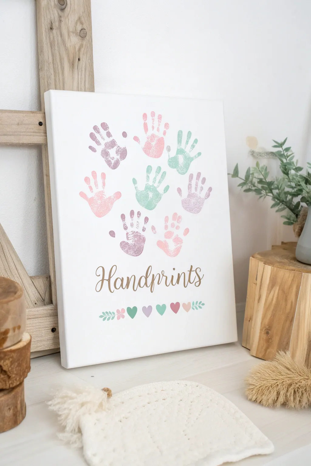 Capture tiny moments with love: A beautiful handprint keepsake for Mother's Day.