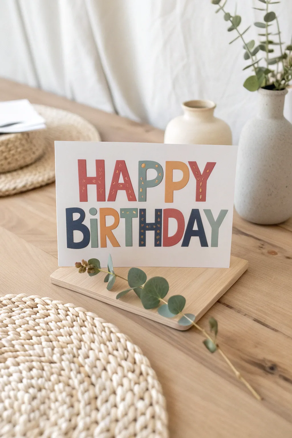 Embrace the beauty of simplicity with bold block lettering for a standout birthday wish.