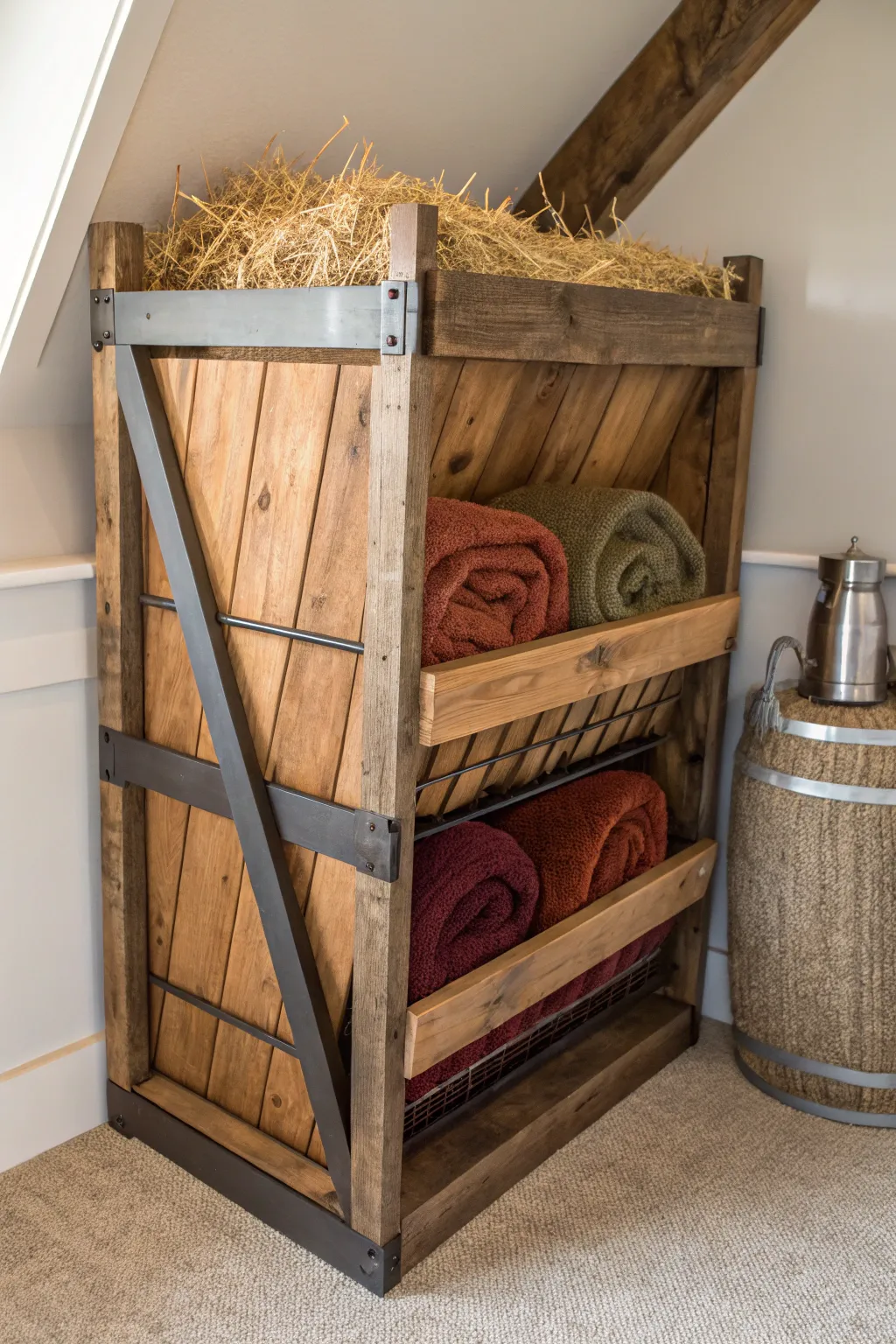 Elevate your space with a stylish corner hay feeder: the perfect blend of function and craftsmanship.