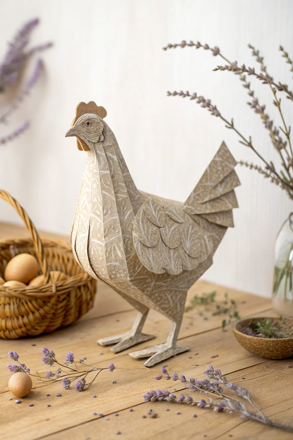 Elevate your decor with these charming 3D paper hens, where simplicity meets artistry.