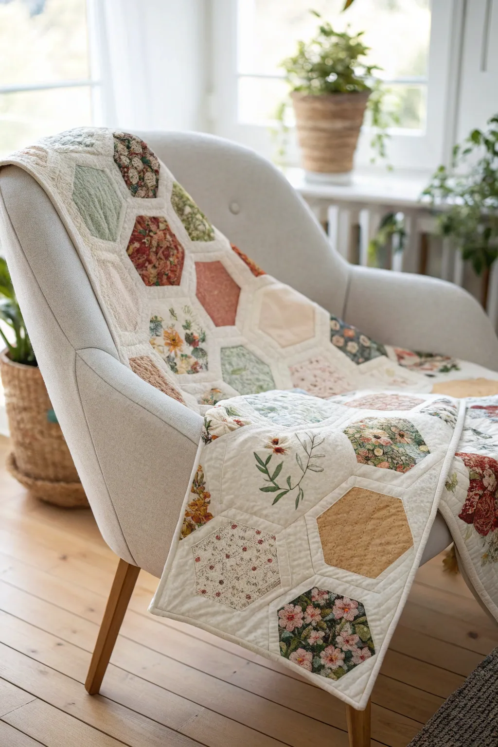 Bring the garden indoors with stunning floral hexagon quilts—where craftsmanship meets nature's elegance.
