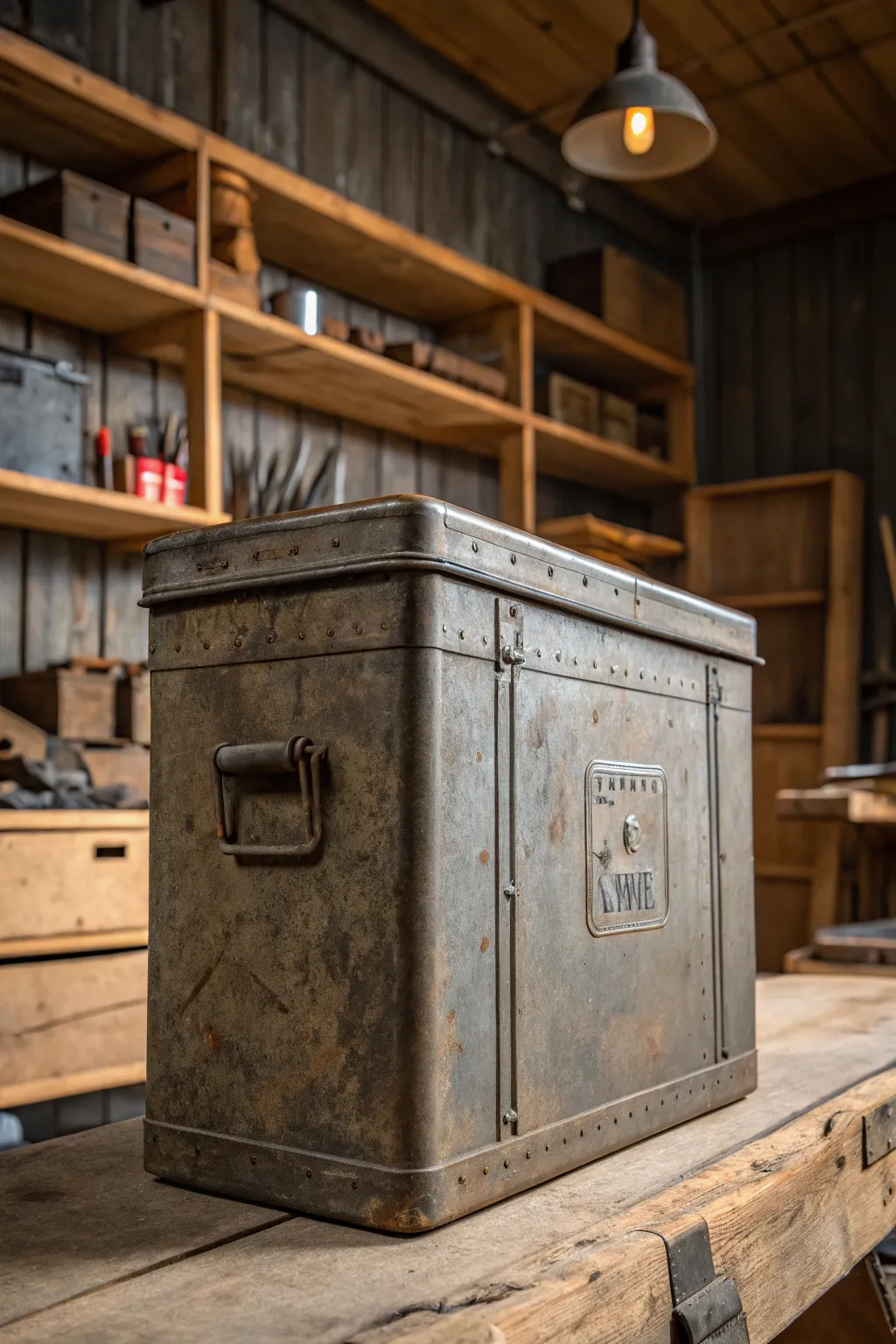 Transforming the old into the bold: A vintage metal container finds new purpose as a durable ballast box.