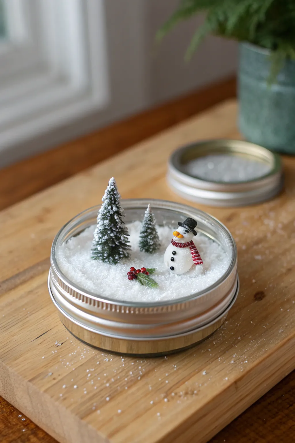 Craft your own winter wonderland with enchanting jar lid scenes!