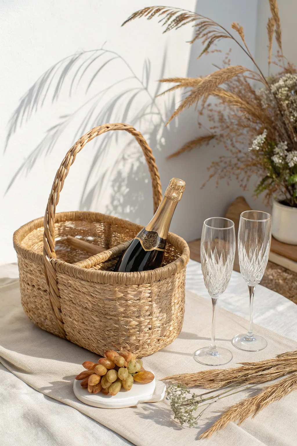 Toast to new beginnings with this elegant mini celebration kit, perfect for the first sip of married bliss. #BridalShowerGift #ScandinavianBoho