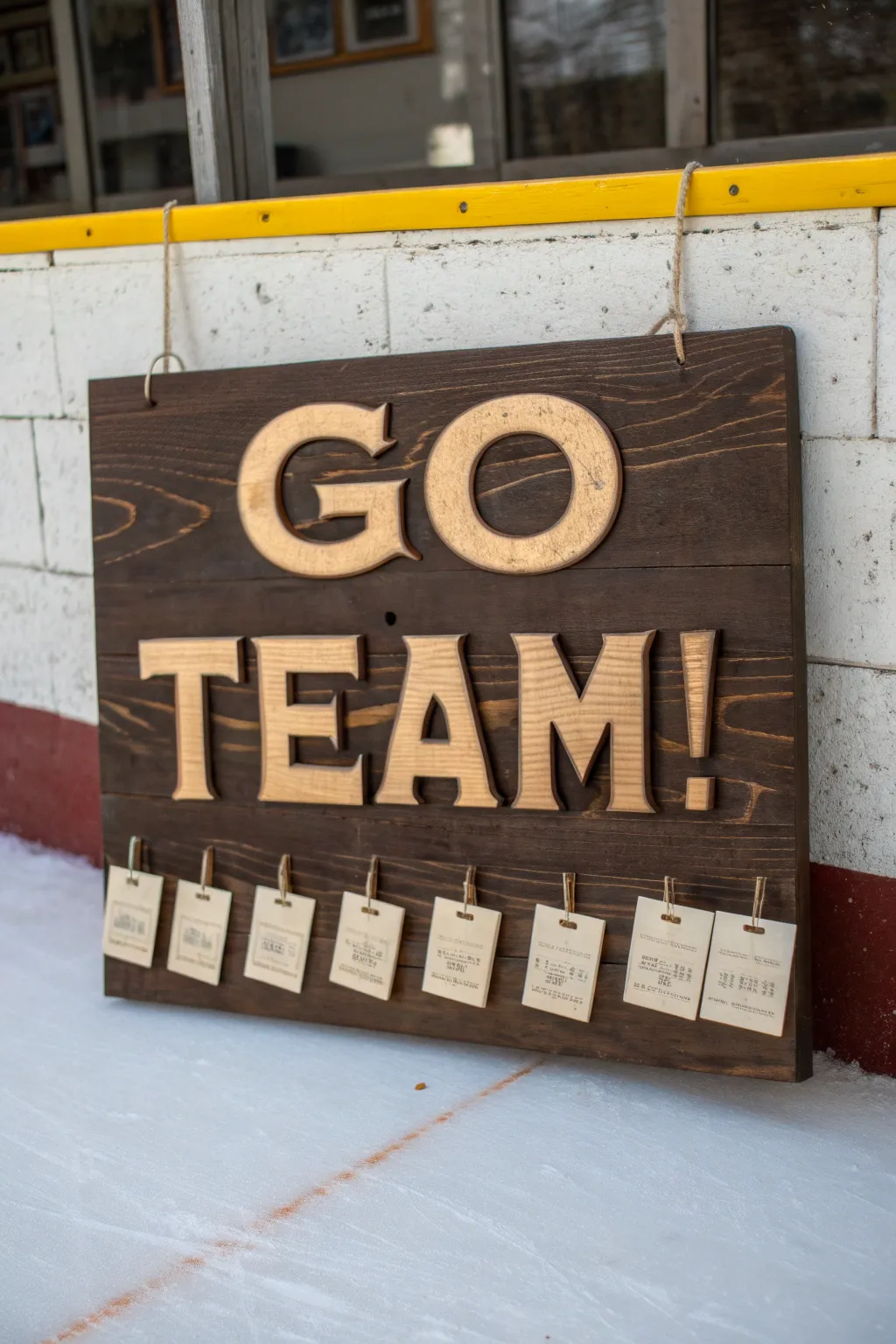 Unite your family in team spirit with this handcrafted wooden hockey sign!
