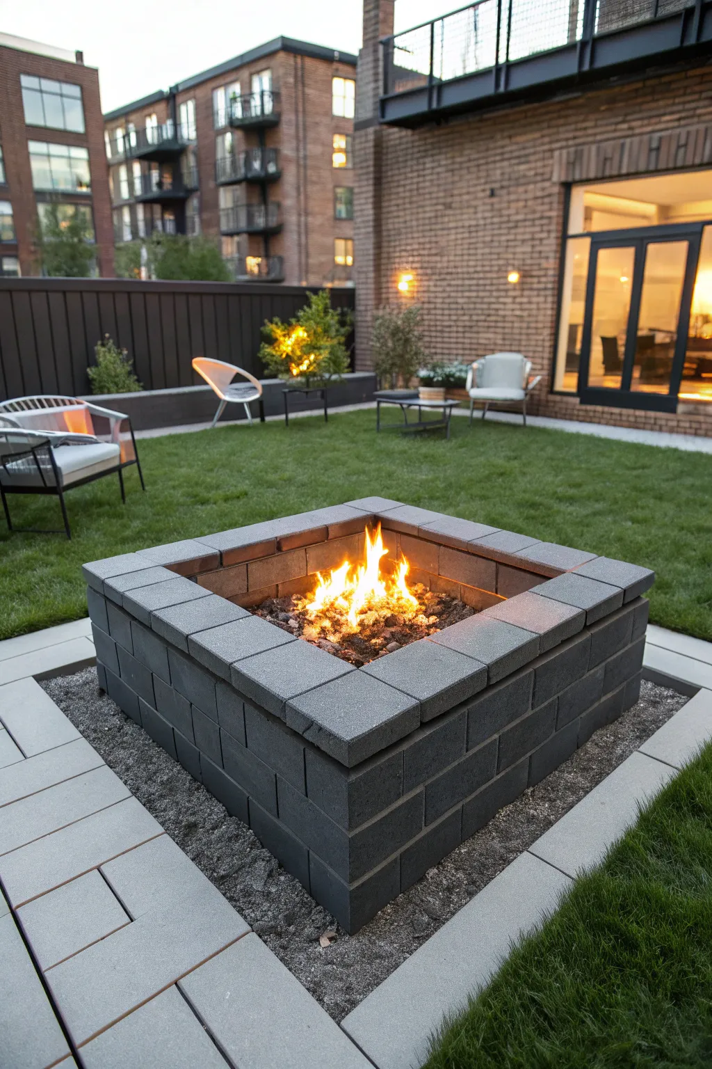 Elevate your outdoor space with a sleek, minimalist fire pit for modern urban living.