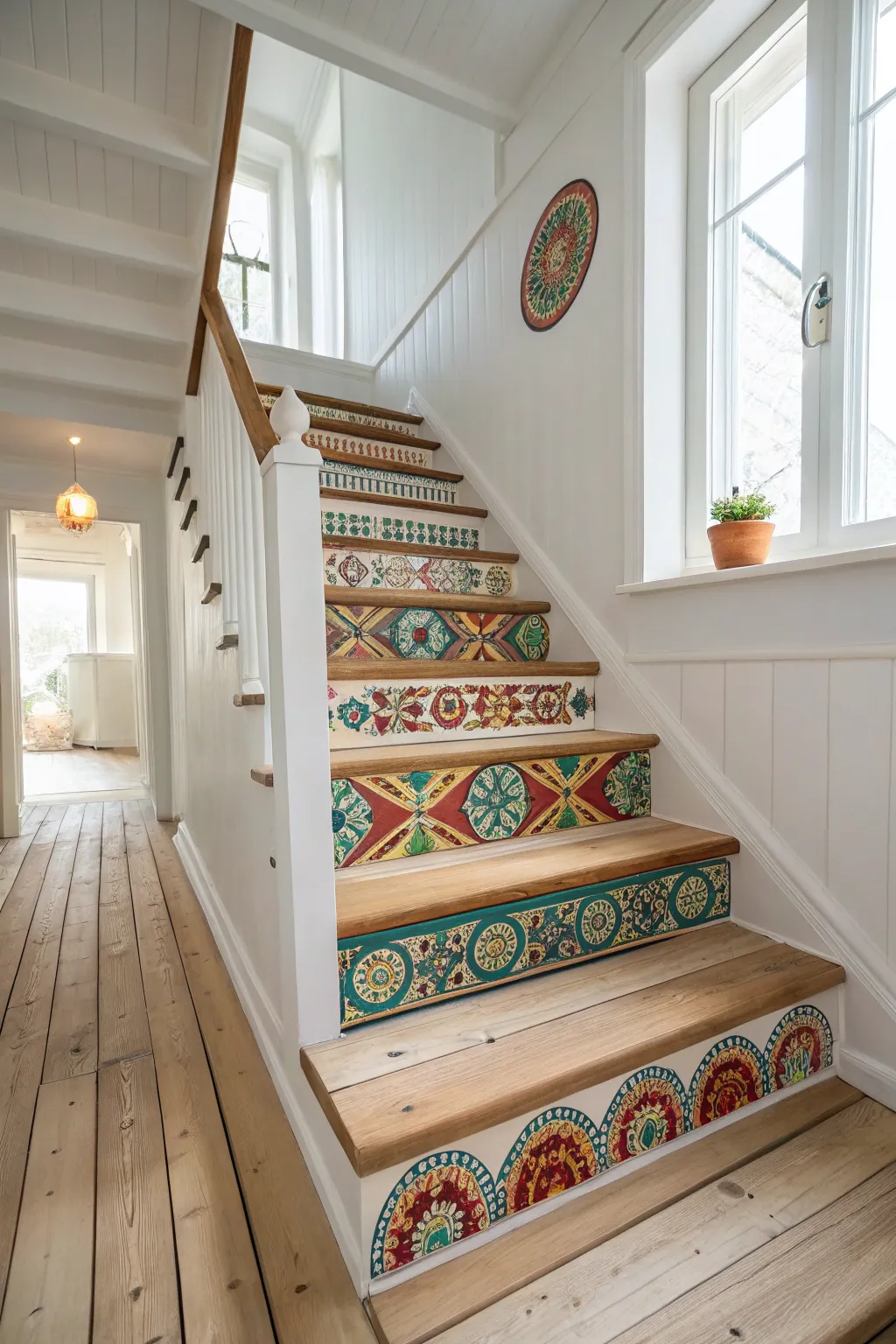Transform your stairs into a vibrant masterpiece with a touch of paint and creativity.