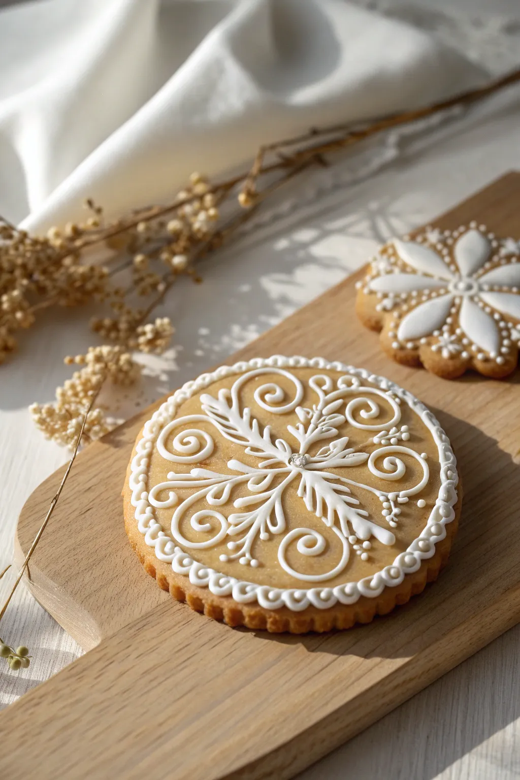 Elevate your cookie game with textured icing artistry – where simplicity meets elegance.