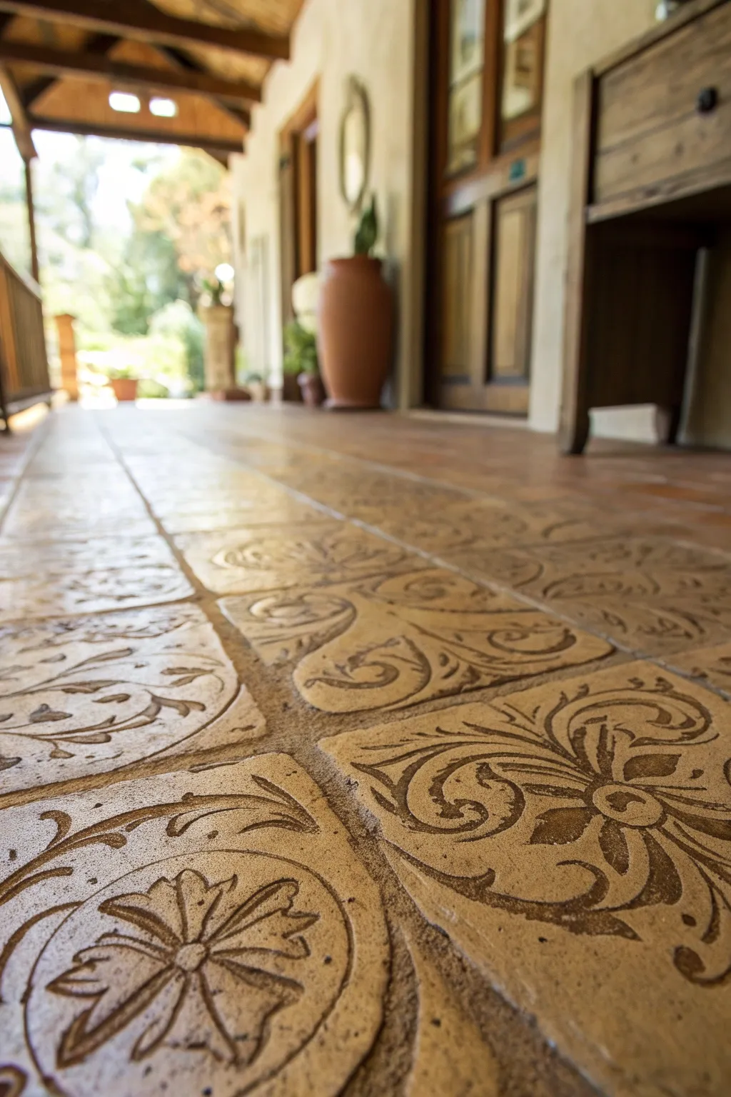 Transform your space with the timeless charm of textured concrete flooring—where rustic meets chic craftsmanship.