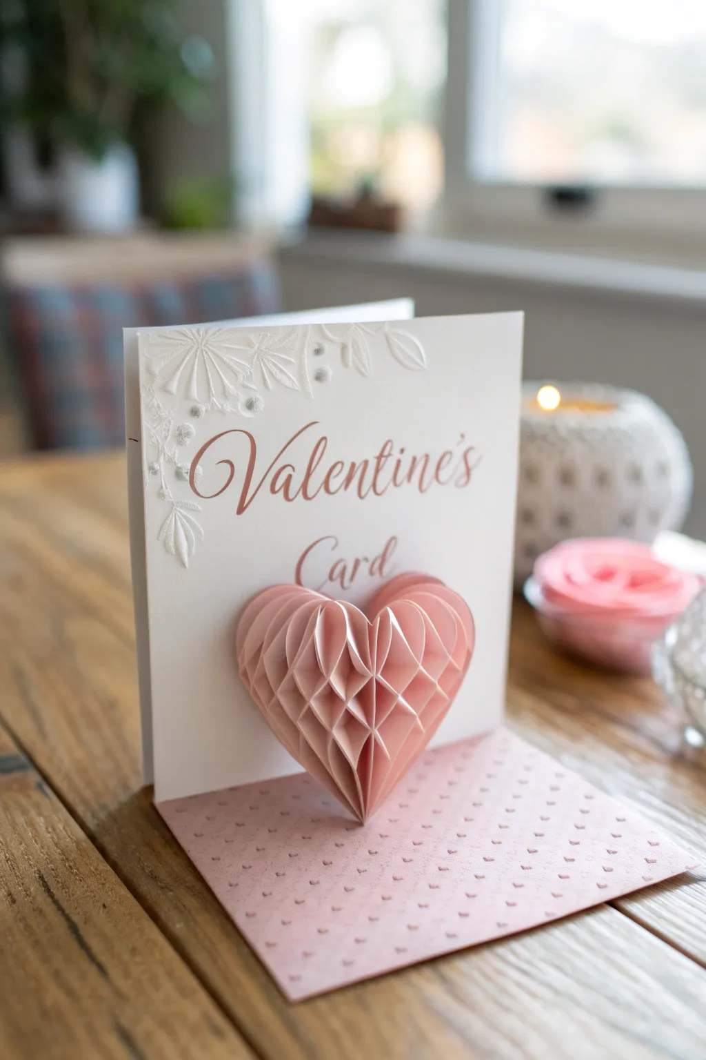 Craft a heartfelt surprise with a beautifully minimalist pop-up heart card for Valentine’s Day.