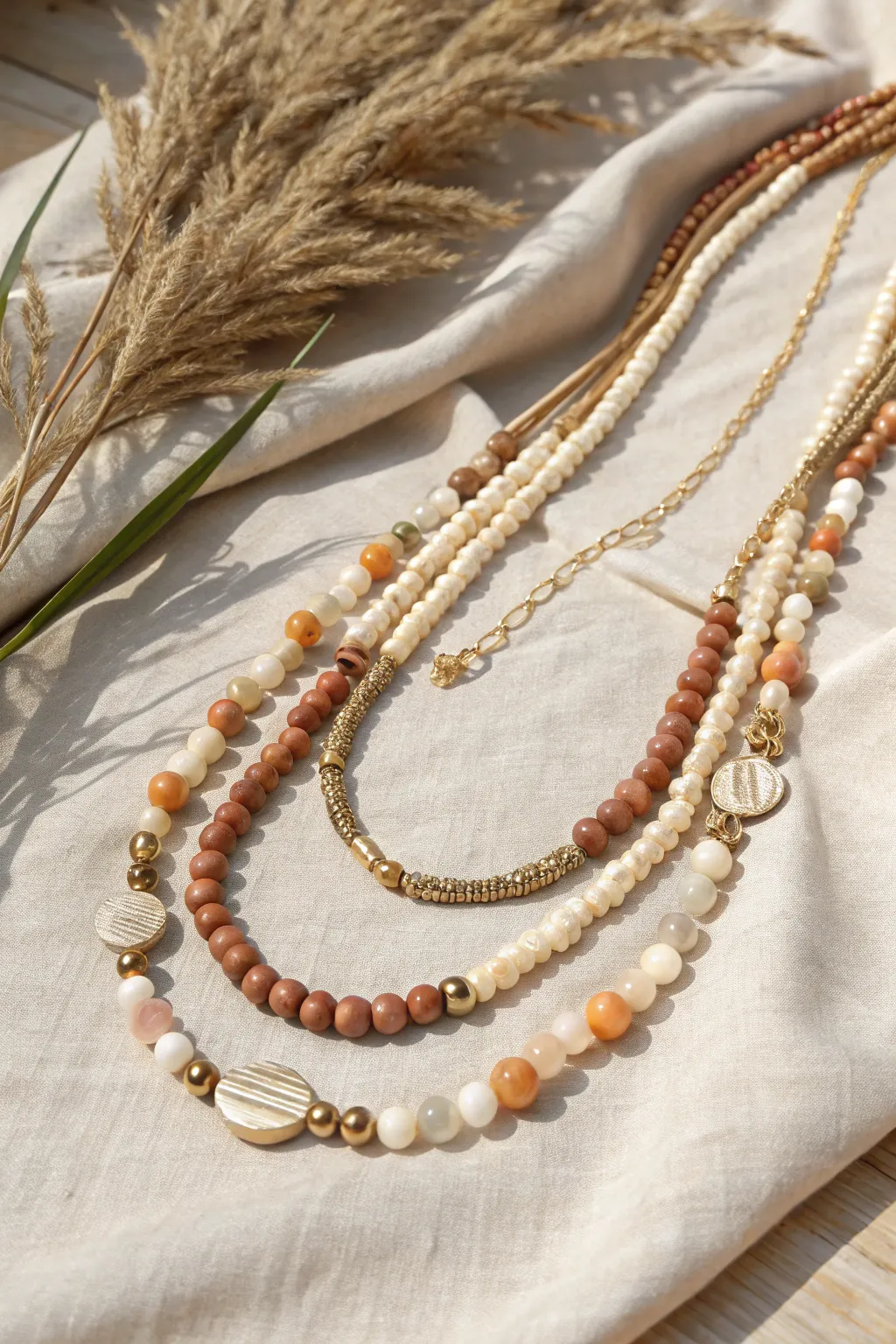 Discover the art of layering: Elevate your style with handcrafted beaded necklaces that tell a story.