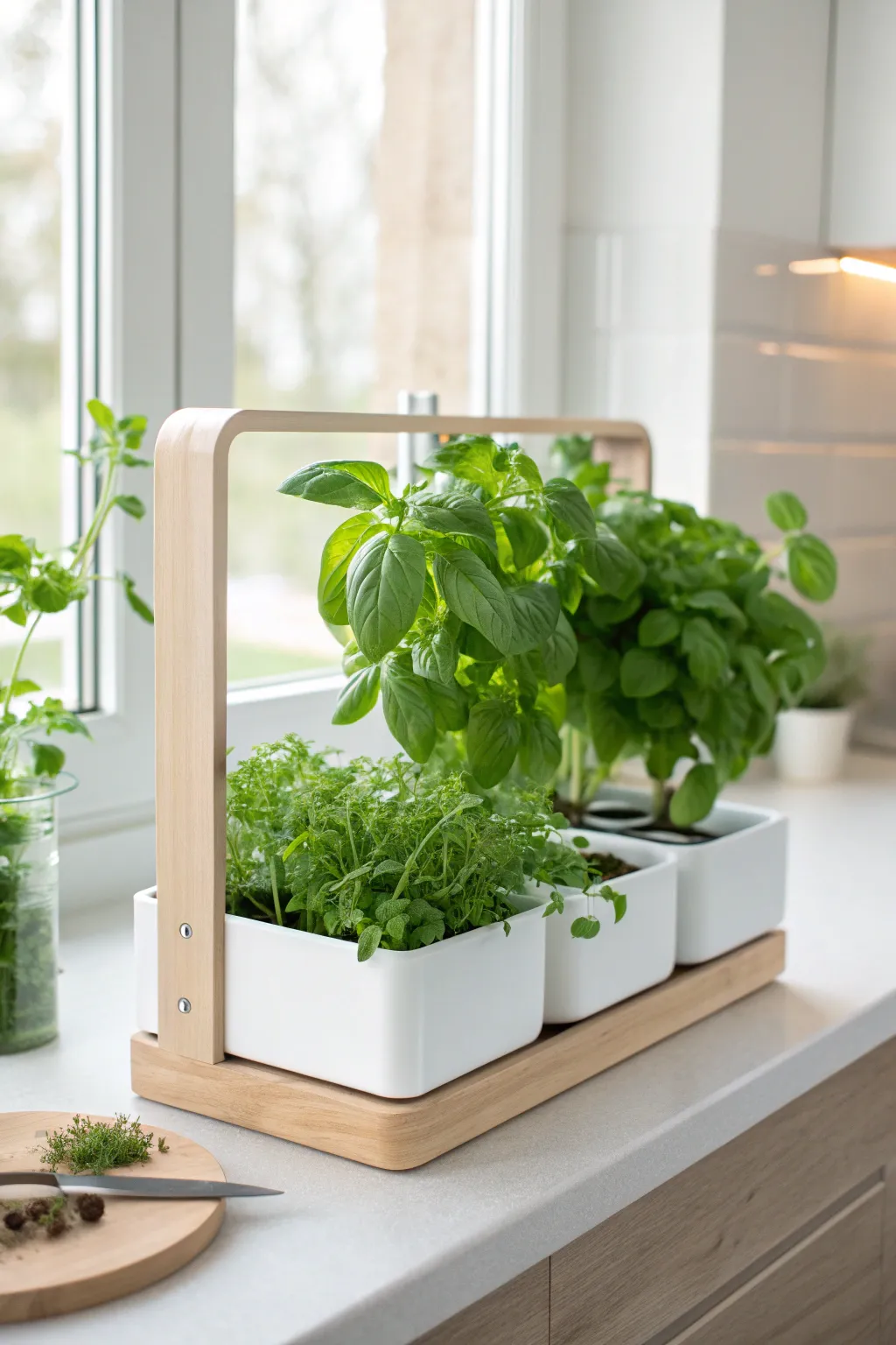 Bring nature indoors with a chic and compact hydroponic garden—your kitchen's new green oasis.