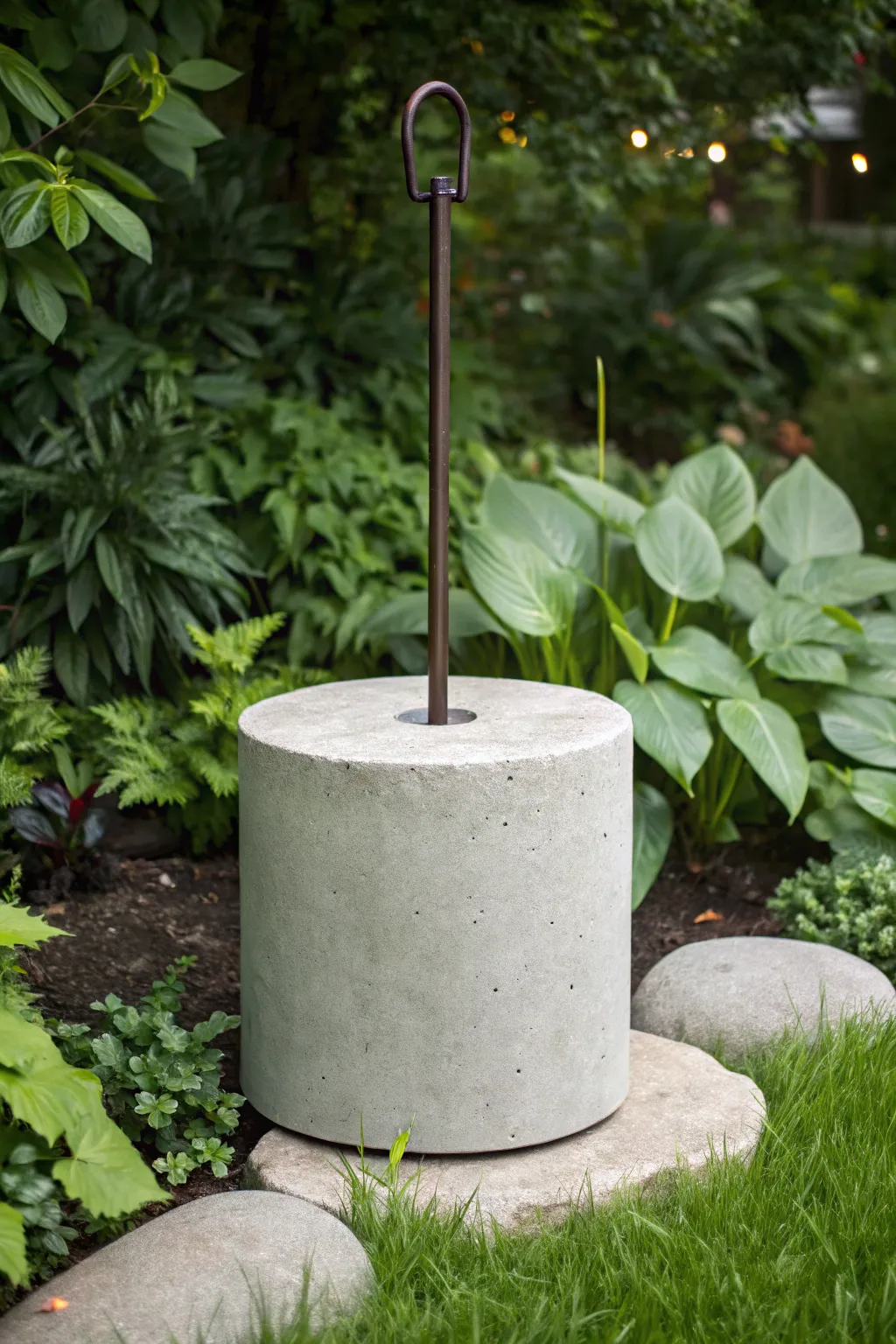 Elevate your garden charm with a sturdy, minimalist concrete base for your shepherd's hook.