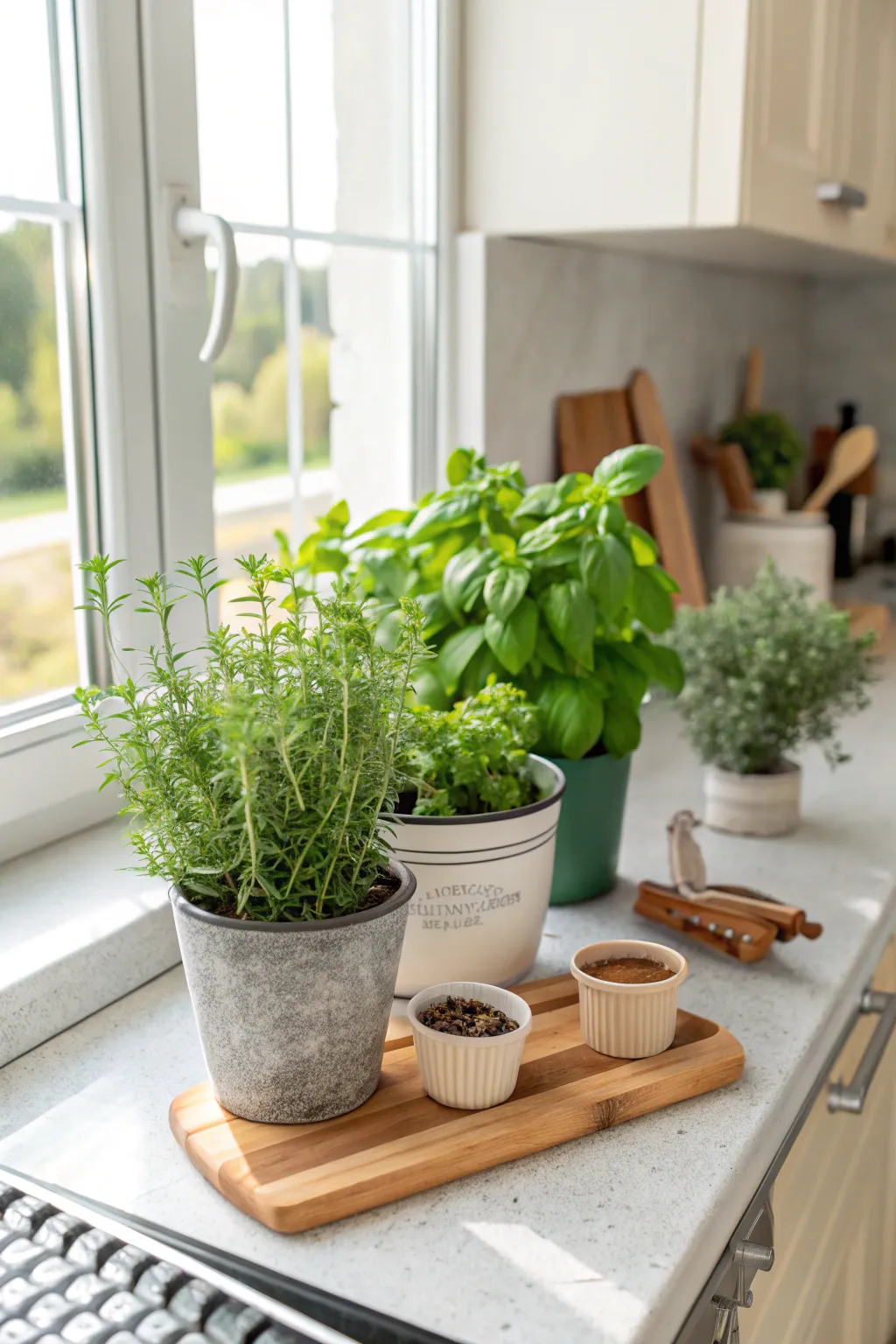 Grow your own herbs on a sunny windowsill for fresh flavors at your fingertips.