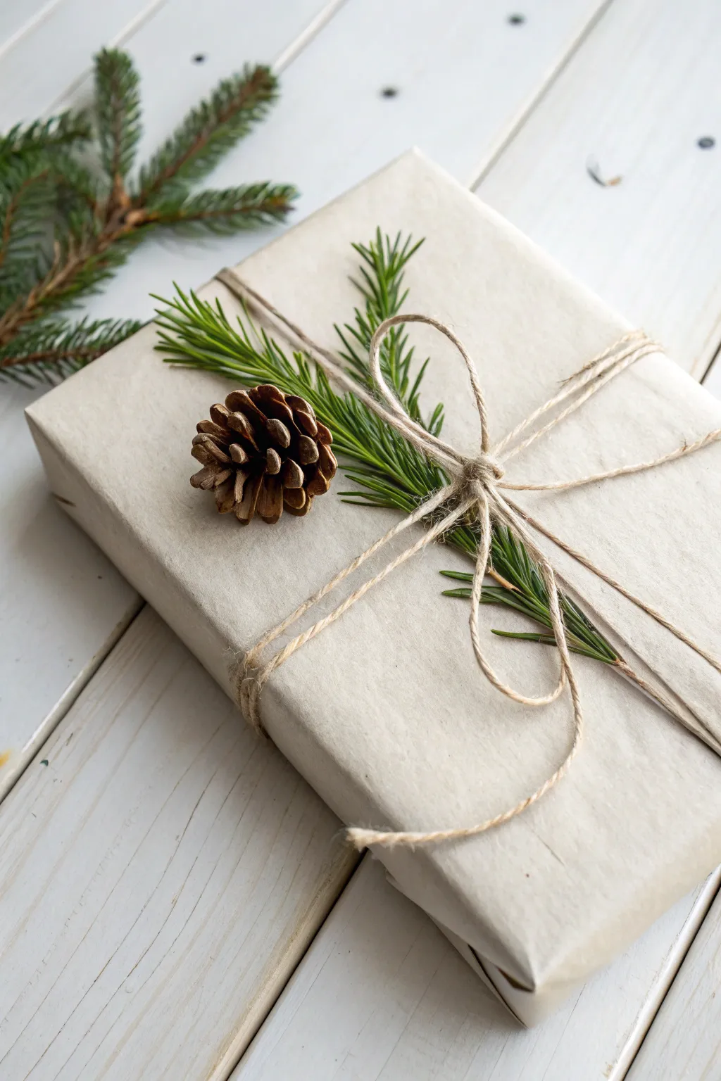 Embrace the art of simplicity with a touch of nature in your gift wrapping.