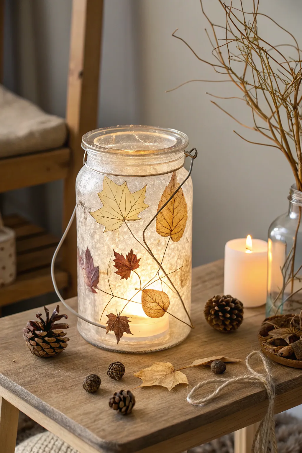 Illuminate your autumn evenings with this charming leaf lantern, perfect for a cozy and elegant ambiance.