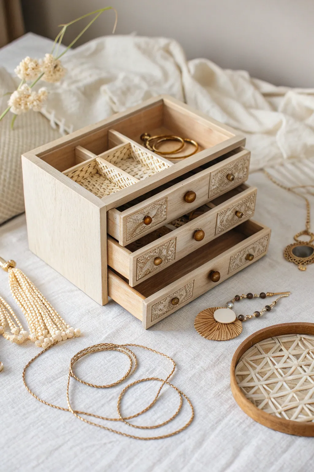 Organize your treasures with a touch of Scandinavian elegance and boho charm.