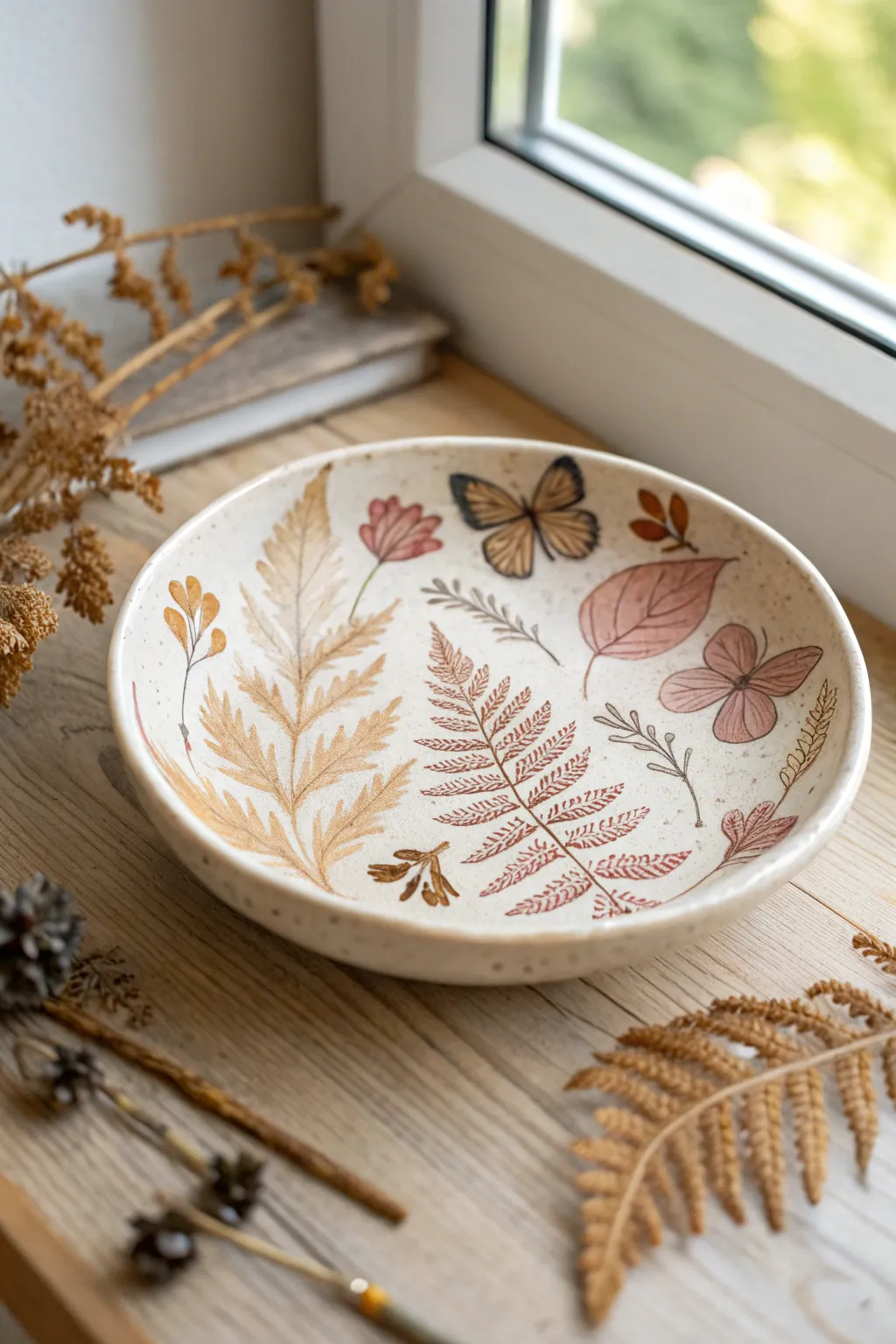 Bring a touch of nature to your space with this delicately painted jewelry dish, where art meets the beauty of the outdoors.