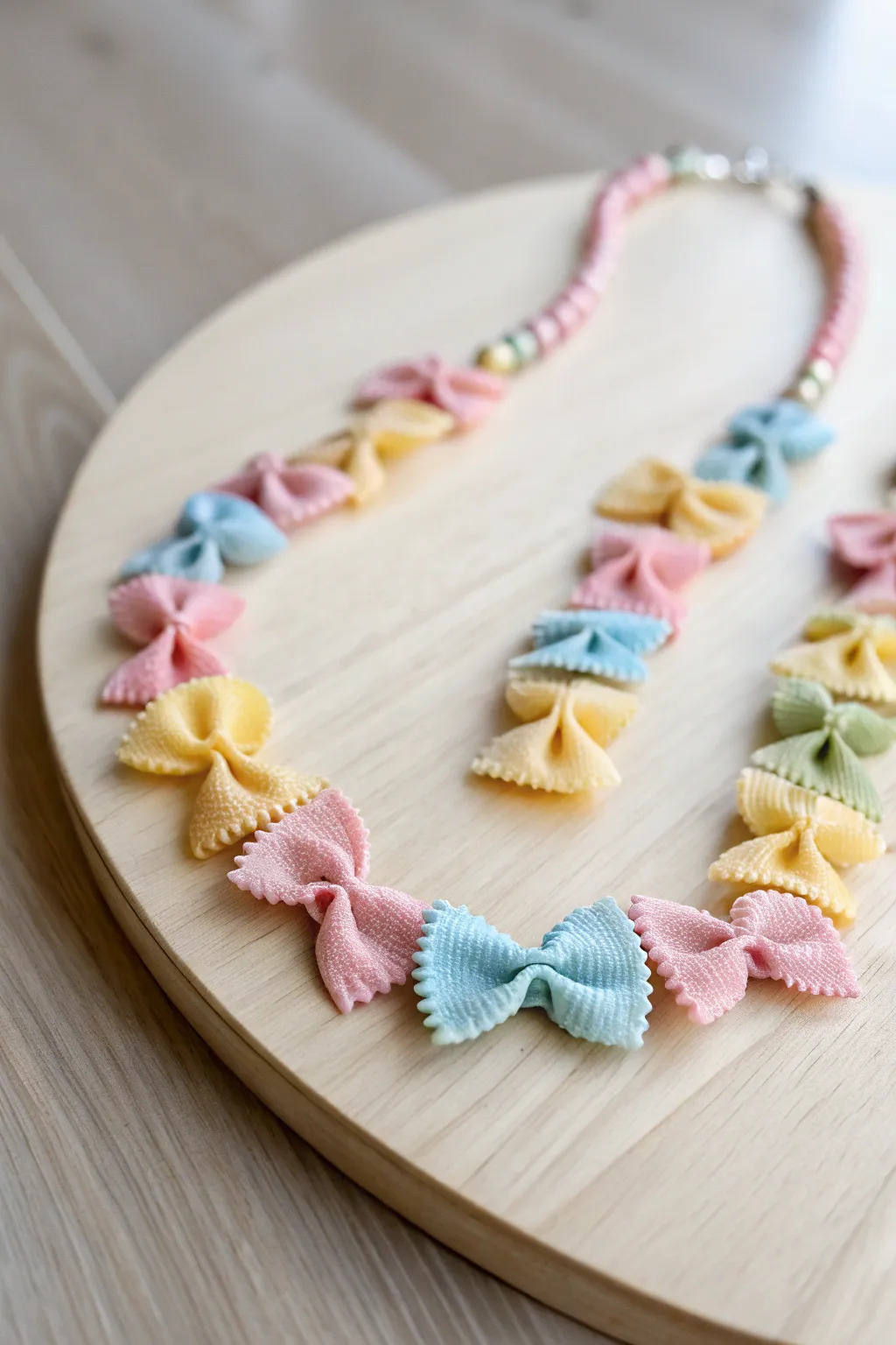 Crafted with love: A vibrant pasta necklace that blends play with artistry.