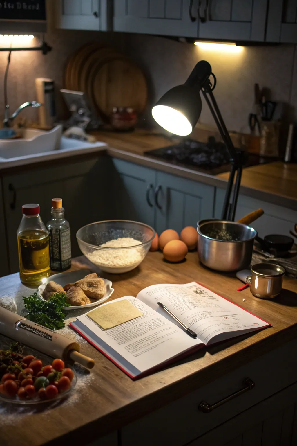 Under-cabinet lighting brightens up any desk area.
