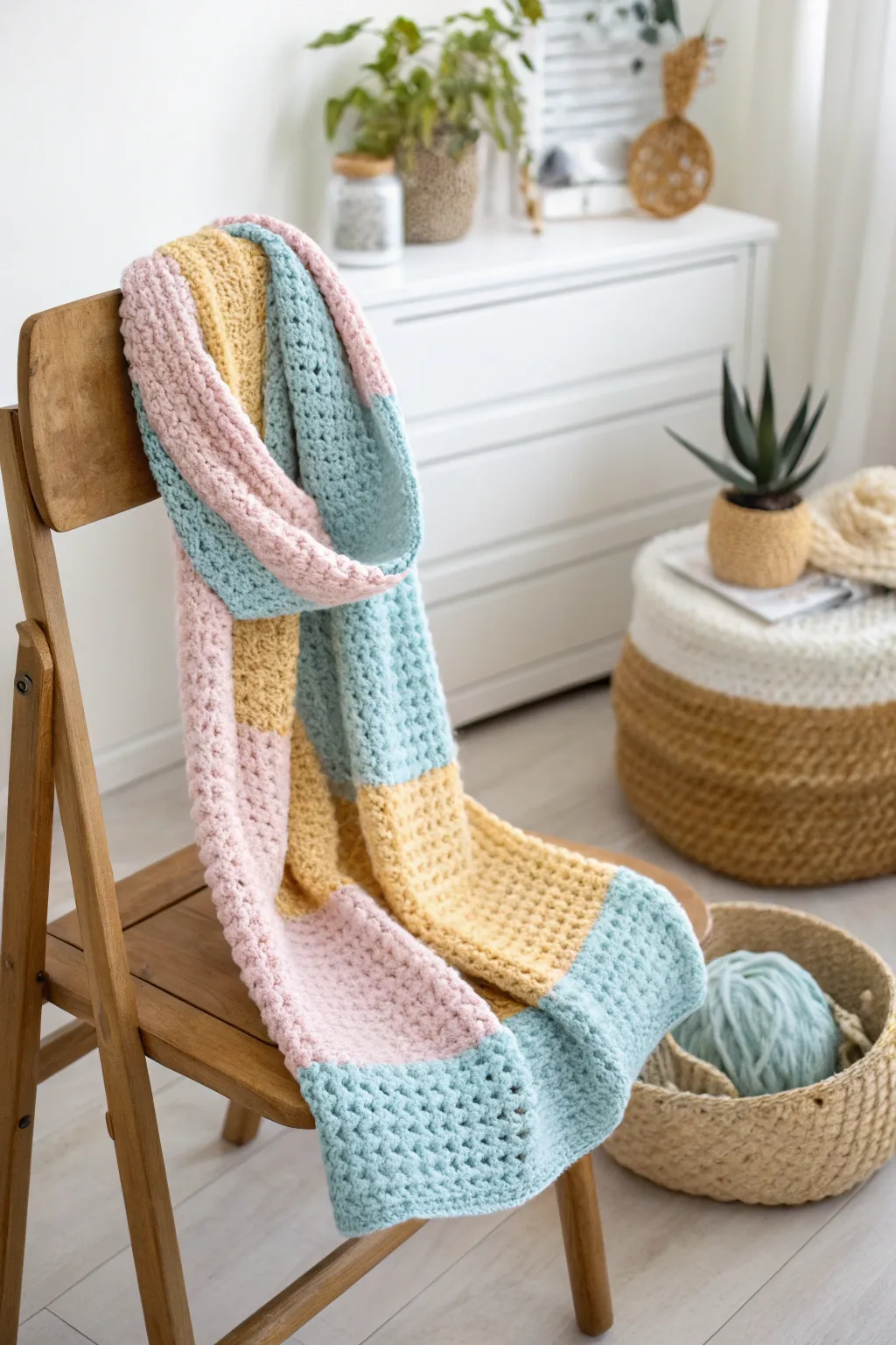Add a pop of color to your day with this charming color block infinity scarf, where craftsmanship meets minimalist elegance.