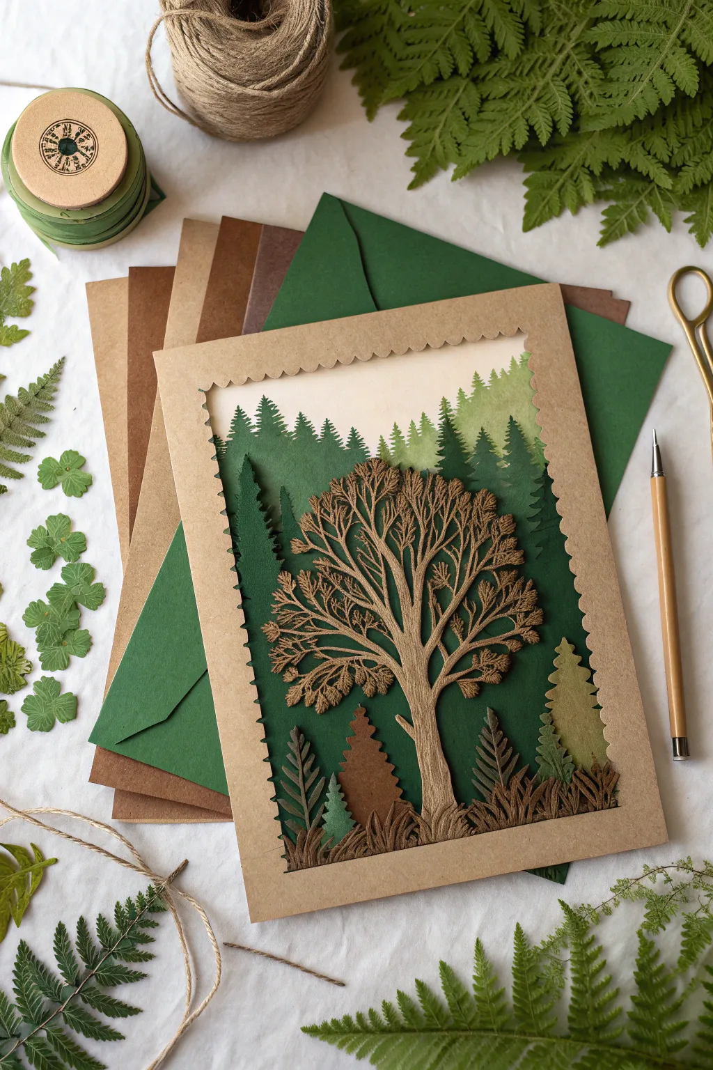 Discover the art of simplicity with this enchanting forest collage, where nature meets craftsmanship.