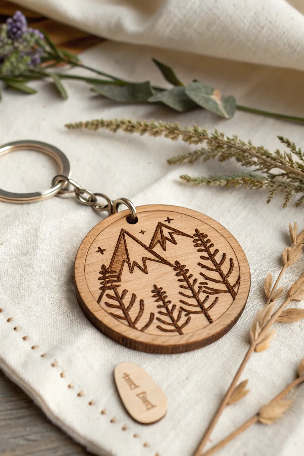Unlock nature's beauty with this exquisite laser-cut keychain, perfect for the minimalist adventurer.