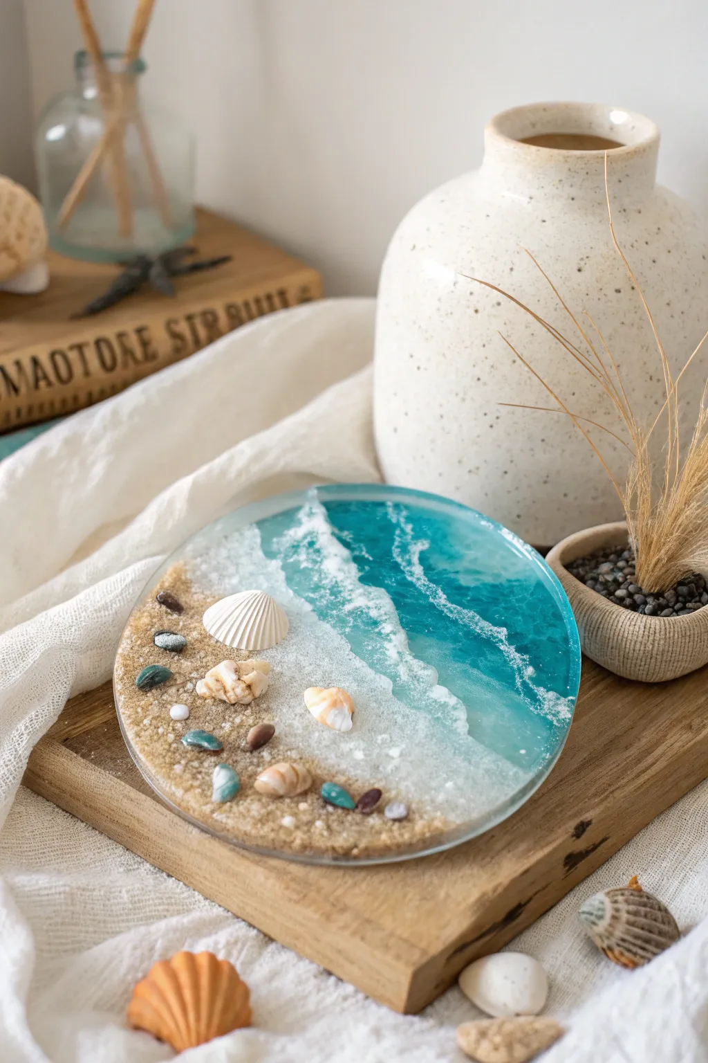 Bring the beach to your living room with this stunning underwater-themed resin art. 🌊✨