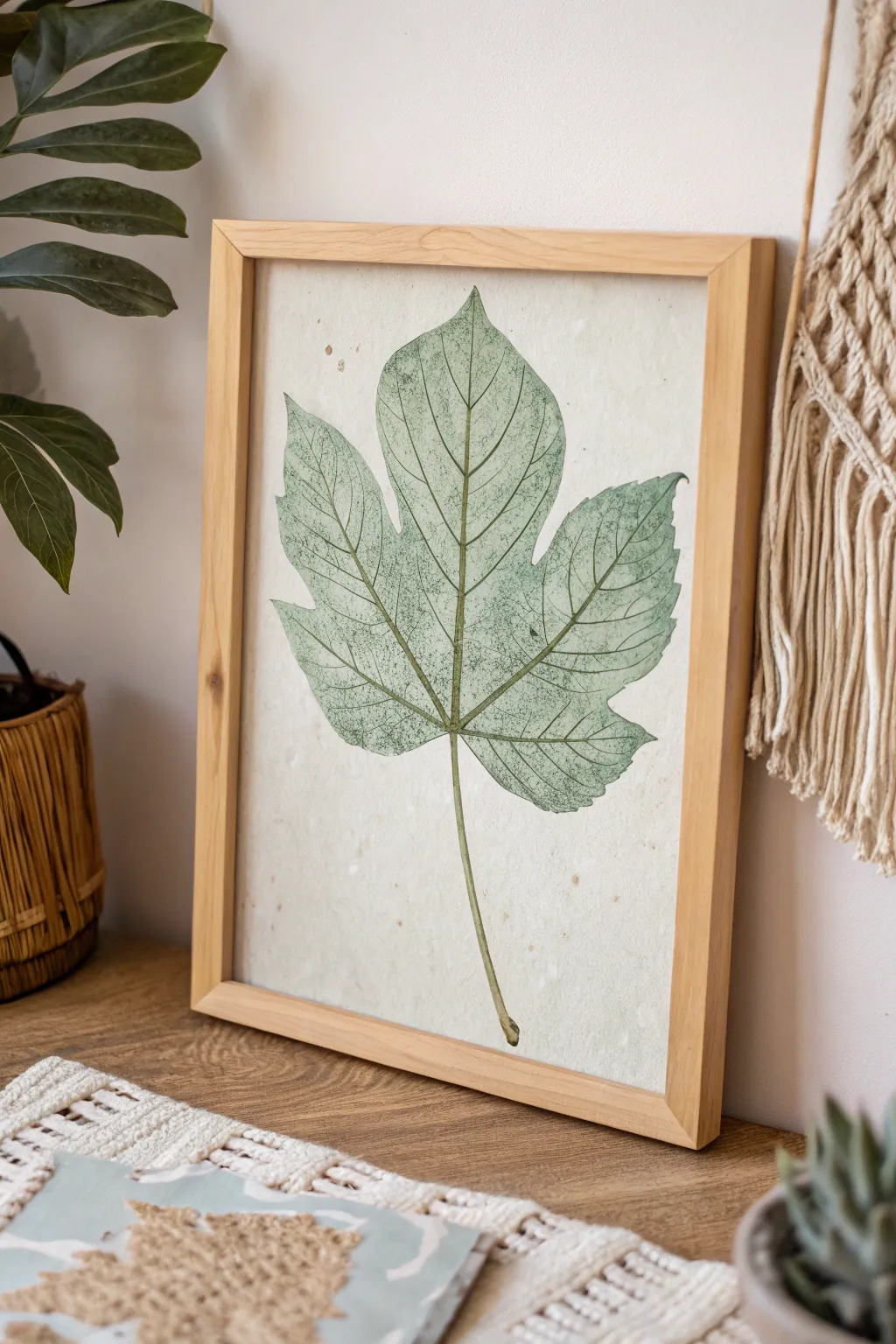 Bring the outdoors in with elegant leaf art — a serene escape in your home.