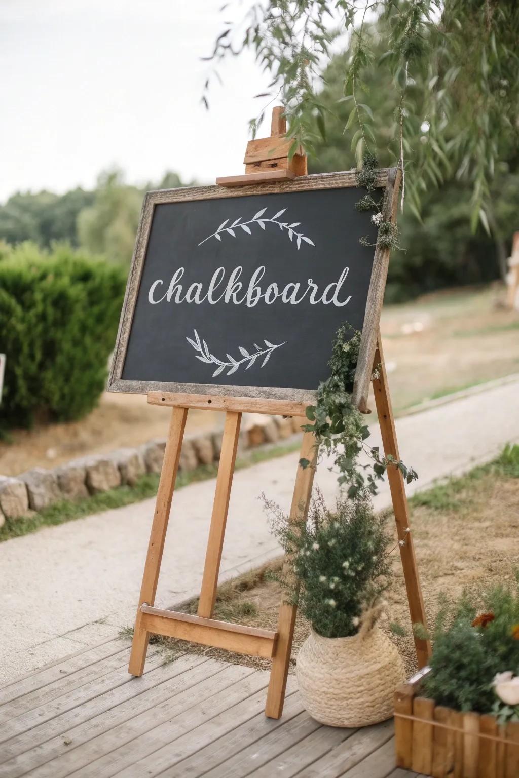 Embrace the charm of simplicity with a handcrafted chalkboard sign, perfect for adding a cozy café vibe to any setting.