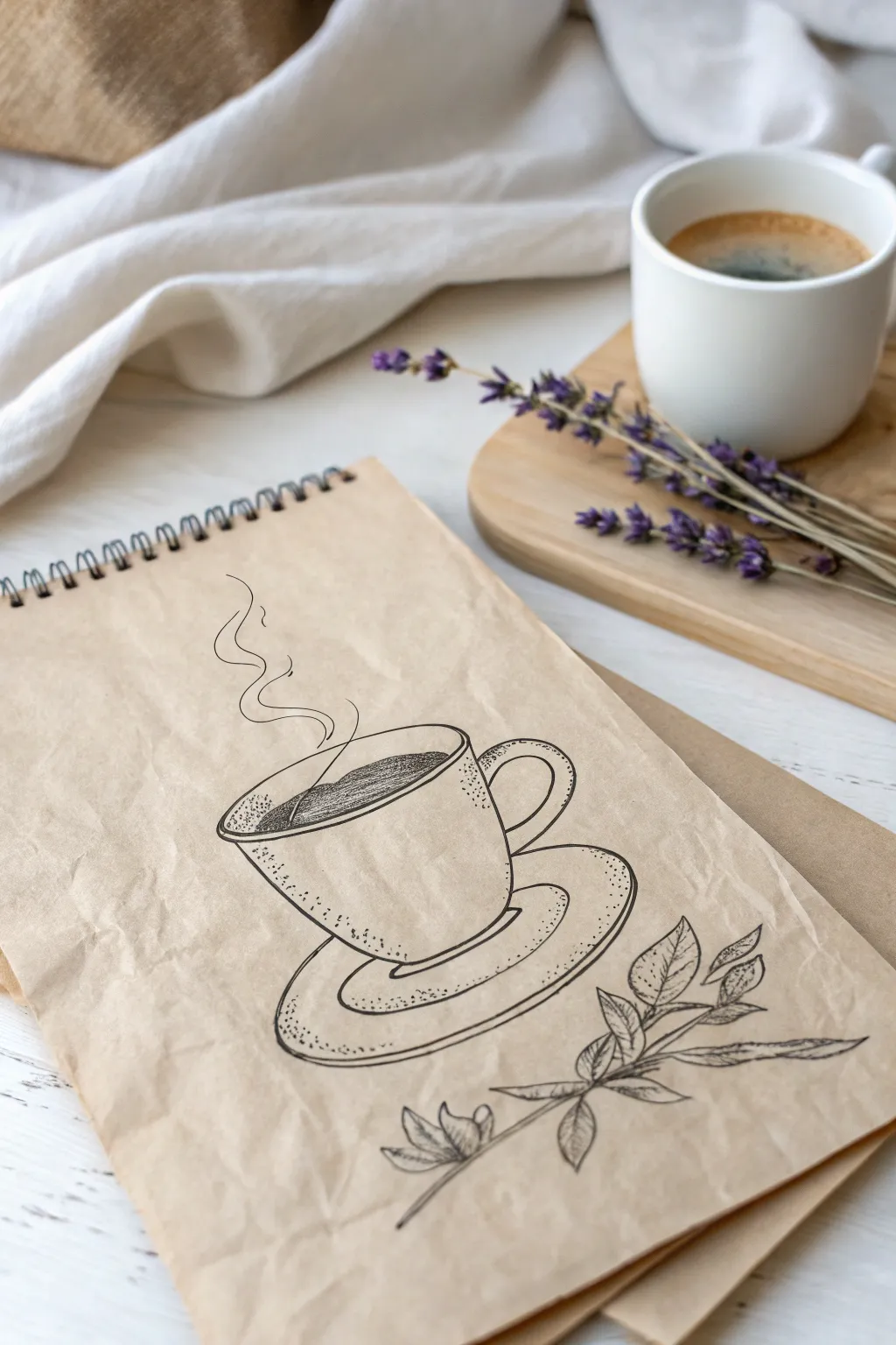 Sip in Style: A minimalist line drawing of a coffee cup for your cozy kitchen nook.