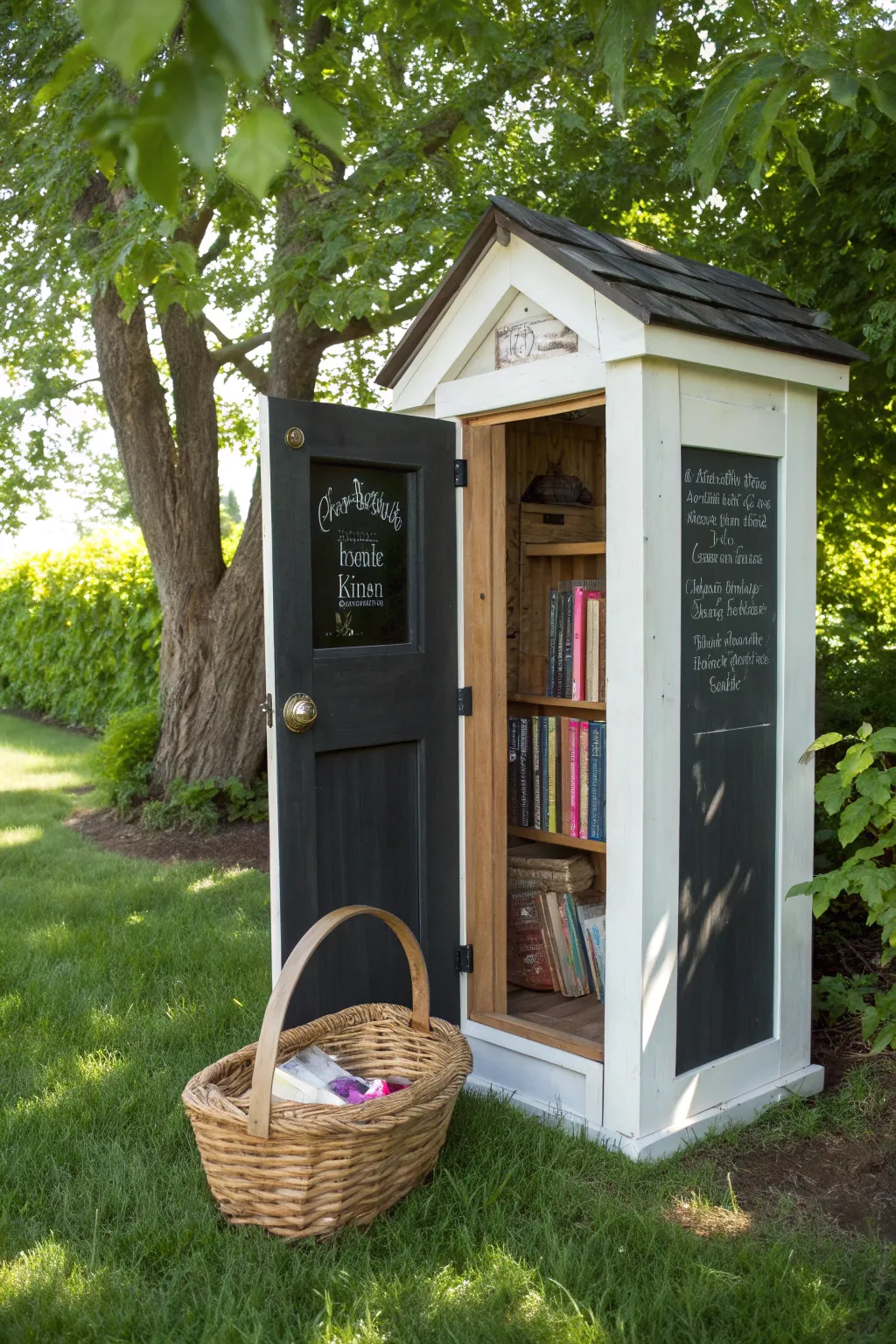 Transform your little free library into a creative hub with chalkboard paint—where every message is a new story!